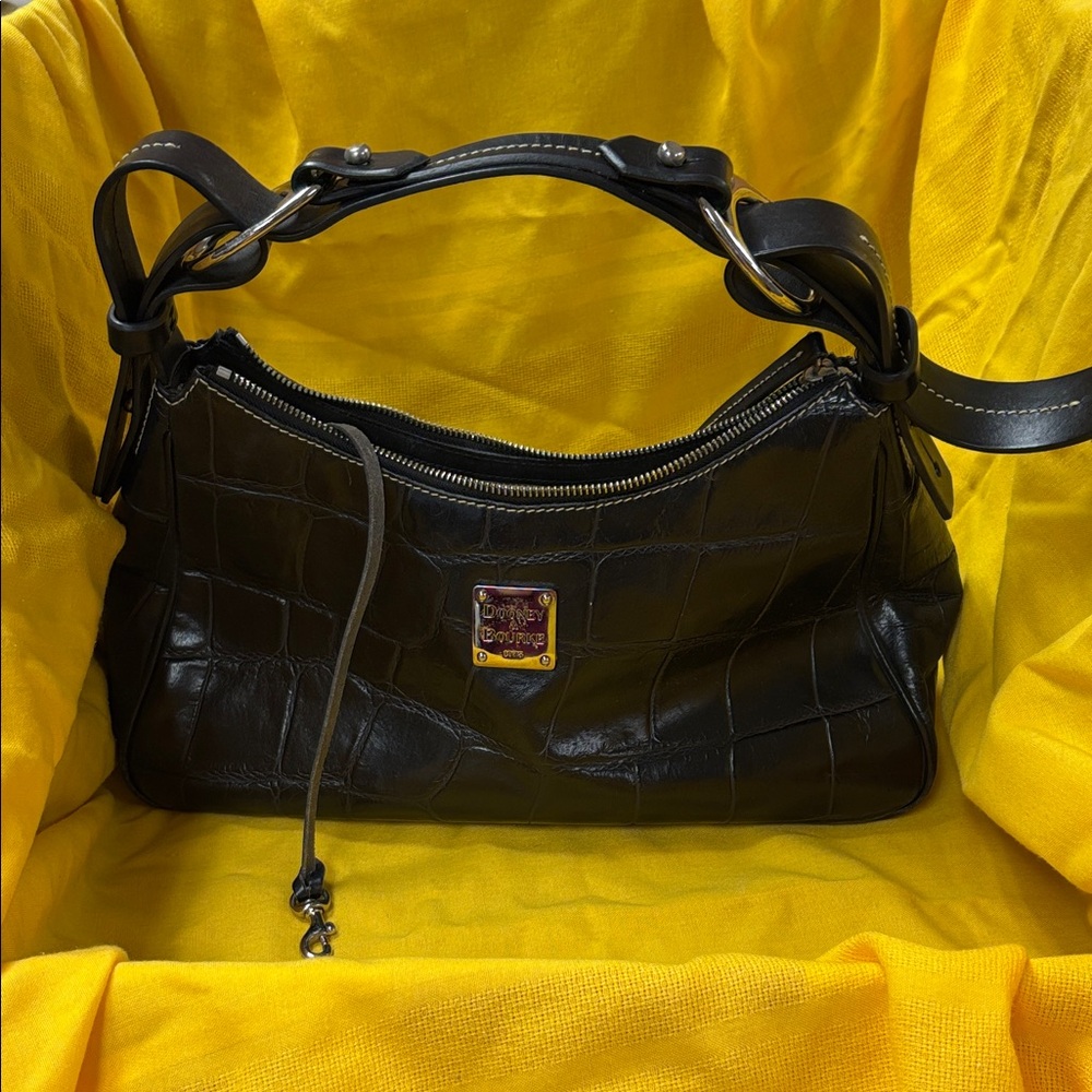 Black Dooney & Bourke Leather Shoulder Bag-1975, call outs are on the bottom end